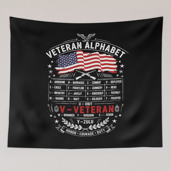 Item preview, Veteran Alphabet Proud Retired Military American Flag Patriotic designed and sold by Redgiant87x.