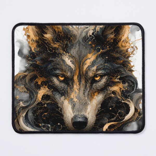Item preview, Mystic Wolf Spirit: Abstract Gold & Smoke Portrait designed and sold by SupernovaNote.
