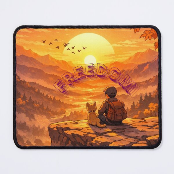 Item preview, Freedom Boy and Dog Watching Sunset on Cliff designed and sold by bakosshops.