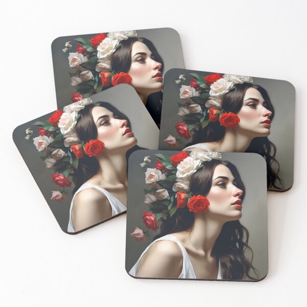 Item preview, Woman with flowers wall art print designed and sold by MK26Designs.
