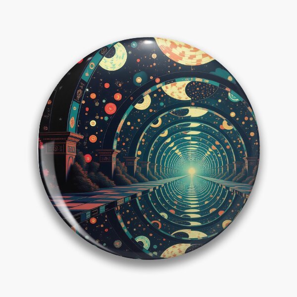 Artikelvorschau, Kosmischer Portaltunnel mit reflektiertem Torbogen, Planeten und Sternen, die zu einem fernen Licht führen entworfen und verkauft von LisaMise.
