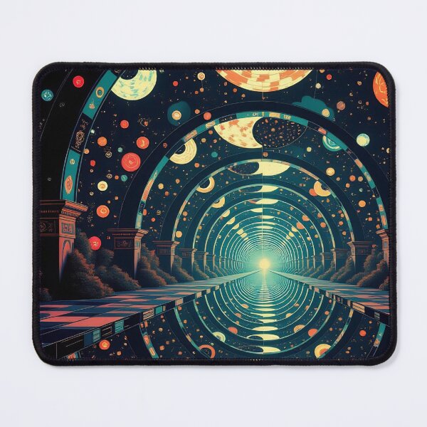 Item preview, Cosmic Portal Tunnel With Reflected Archway, Planets and Stars Leading to a Distant Light designed and sold by LisaMise.