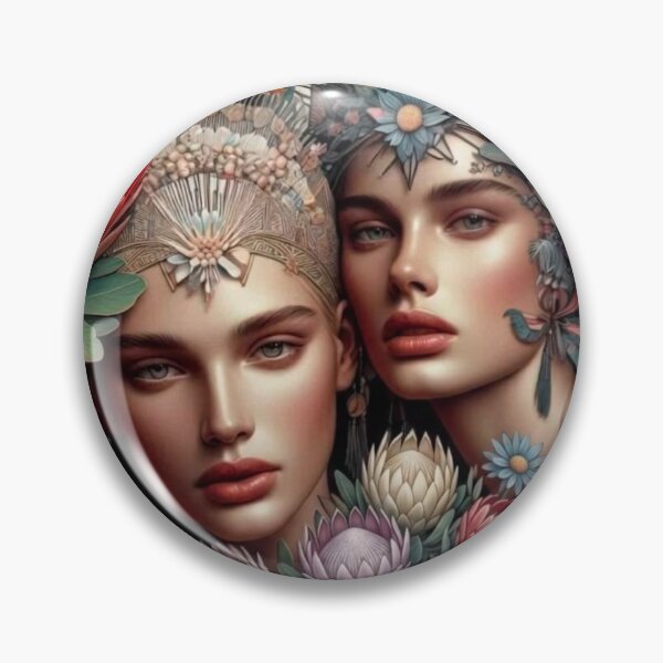 Artikelvorschau, Protea-Göttinnen | Florales WLW-Portrait | Botanisches Jugendstilpaar entworfen und verkauft von IRON SIREN.