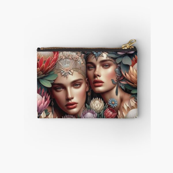 Item preview, Protea Goddesses | Floral WLW Portrait | Botanical Art Nouveau Couple designed and sold by IRON SIREN.