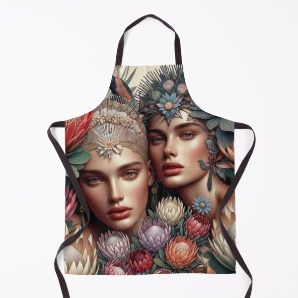 Item preview, Protea Goddesses | Floral WLW Portrait | Botanical Art Nouveau Couple designed and sold by IRON SIREN.