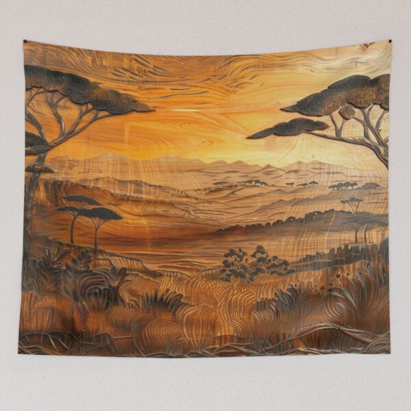 Item preview, African Savanna Wall Art | Wood Relief Landscape 2D Print designed and sold by GSizzle1.