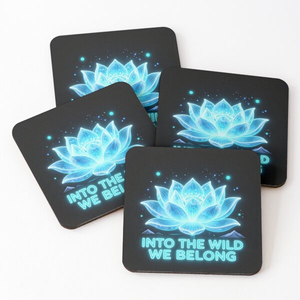 Item preview, Into The Wild We Belong | Blue Neon Flower on Black Background designed and sold by DervoTeck2767.
