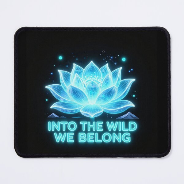 Item preview, Into The Wild We Belong | Blue Neon Flower on Black Background designed and sold by DervoTeck2767.