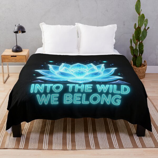 Item preview, Into The Wild We Belong | Blue Neon Flower on Black Background designed and sold by DervoTeck2767.