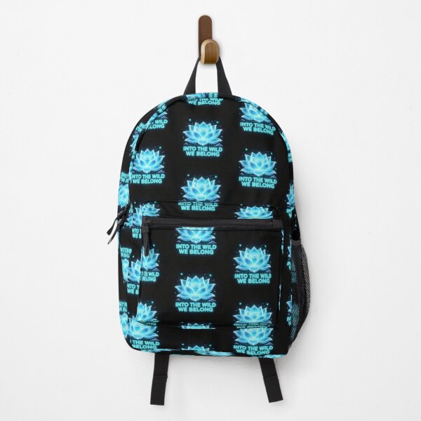 Item preview, Into The Wild We Belong | Blue Neon Flower on Black Background designed and sold by DervoTeck2767.
