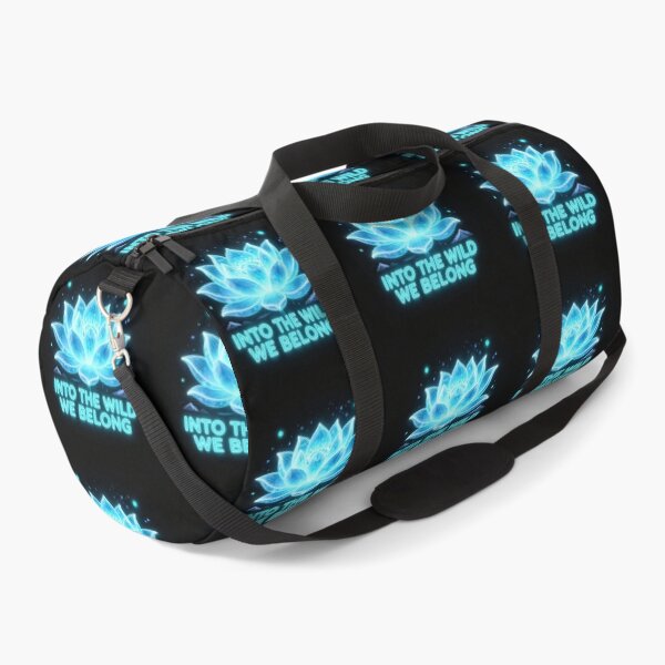 Item preview, Into The Wild We Belong | Blue Neon Flower on Black Background designed and sold by DervoTeck2767.