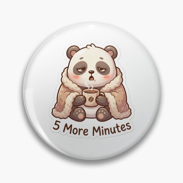 Item preview, 5 More Minutes: Sleepy Panda & Coffee Cozy Sticker designed and sold by cnsri.