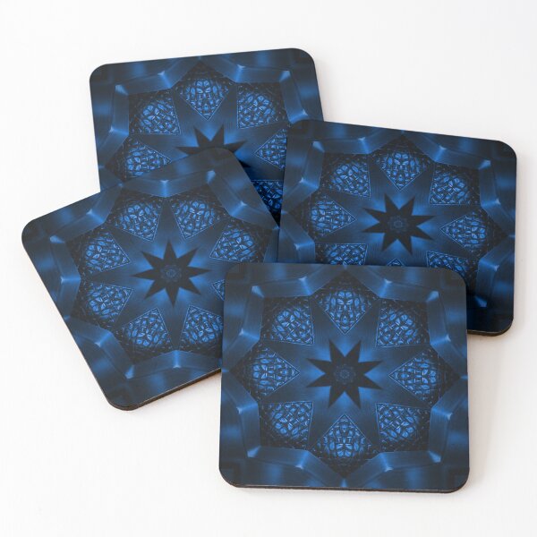 Item preview, Blue Floral Kaleidoscopic Star Pattern designed and sold by IntelliMindDesigns.