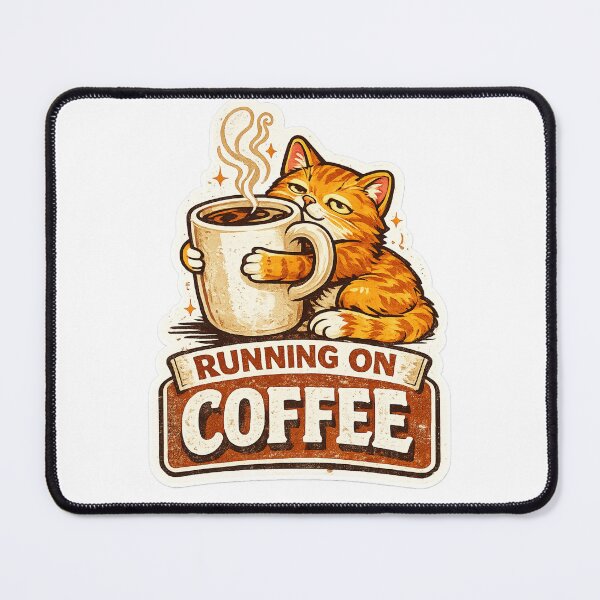 Item preview, Running On Coffee Cat – Funny Coffee Lover Design designed and sold by Dada-arts.