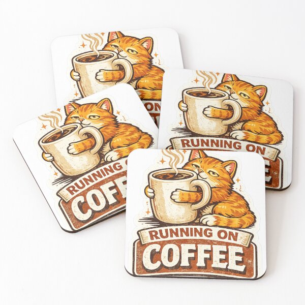 Item preview, Running On Coffee Cat – Funny Coffee Lover Design designed and sold by Dada-arts.