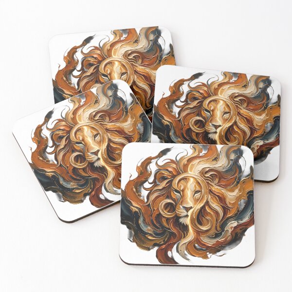 Item preview, Golden Lion Zodiac: Abstract Impasto Oil Painting designed and sold by SupernovaNote.