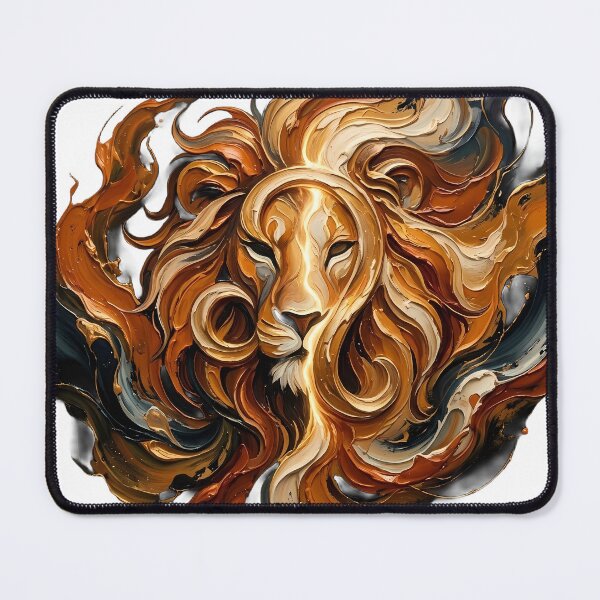 Item preview, Golden Lion Zodiac: Abstract Impasto Oil Painting designed and sold by SupernovaNote.