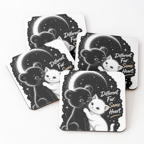 Item preview, Different Fun Same Heart Cat & bear Sticker designed and sold by PawFusionArt.