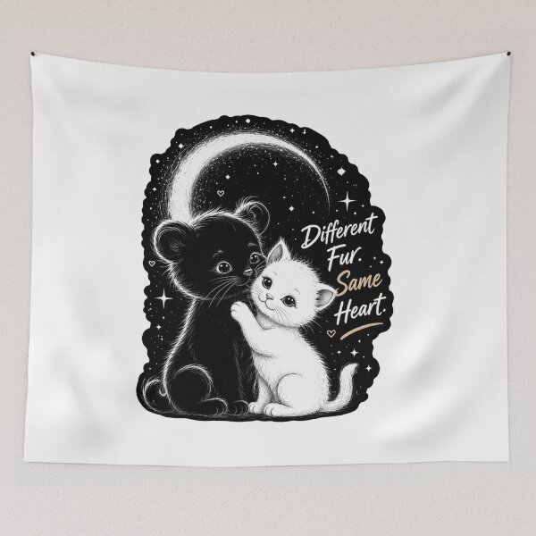 Item preview, Different Fun Same Heart Cat & bear Sticker designed and sold by PawFusionArt.