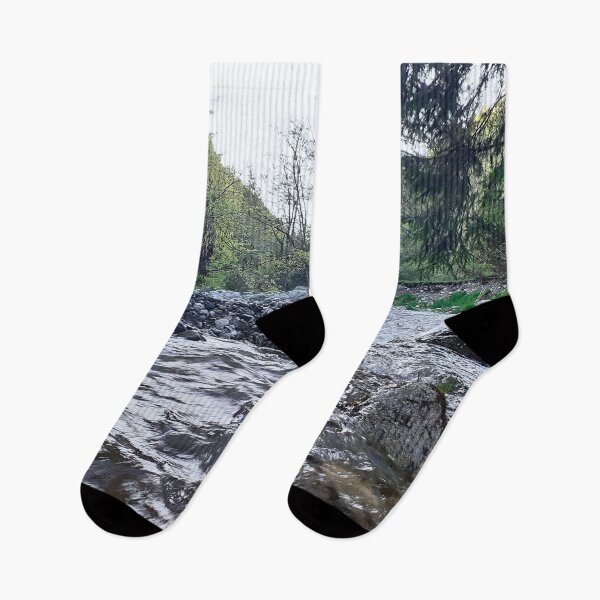 Item preview, Early Fall Mountain Stream – Scenic Autumn River from Romania designed and sold by MSMPrintDesign.