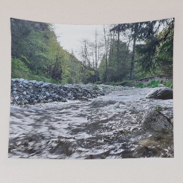 Item preview, Early Fall Mountain Stream – Scenic Autumn River from Romania designed and sold by MSMPrintDesign.