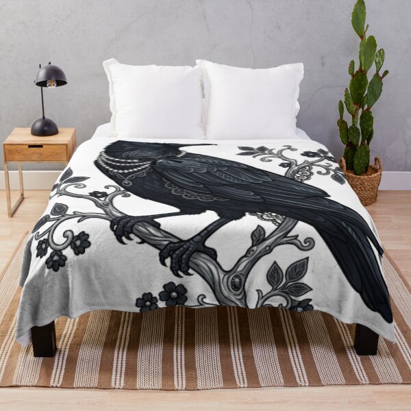 Item preview, Dark Coquette Raven Bird with Pearl Necklace and Lace designed and sold by CozyDesignsCo.