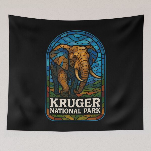 Item preview, Kruger National Park Elephant Stained Glass Art designed and sold by TomFrontierArt.