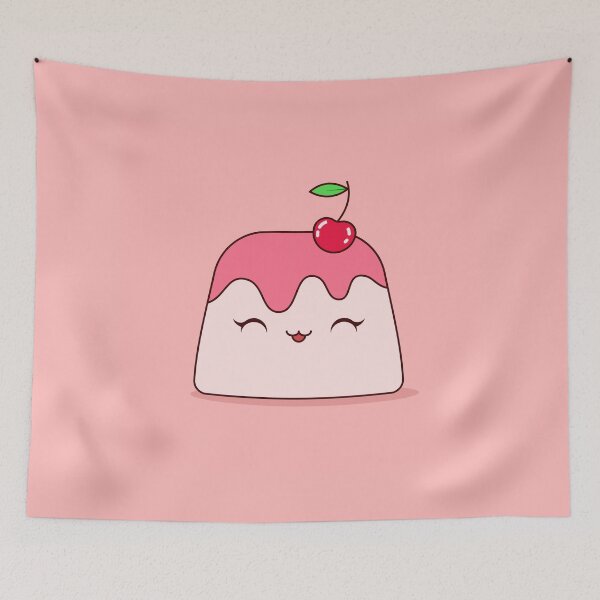 Item preview, Cute Kawaii Cherry Pudding Dessert Character Illustration Design designed and sold by CozyLittleShop.