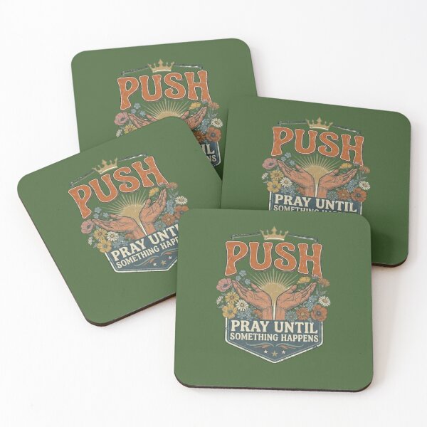Item preview, PUSH Pray Until Something Happens Retro Floral Christian designed and sold by unicatello.