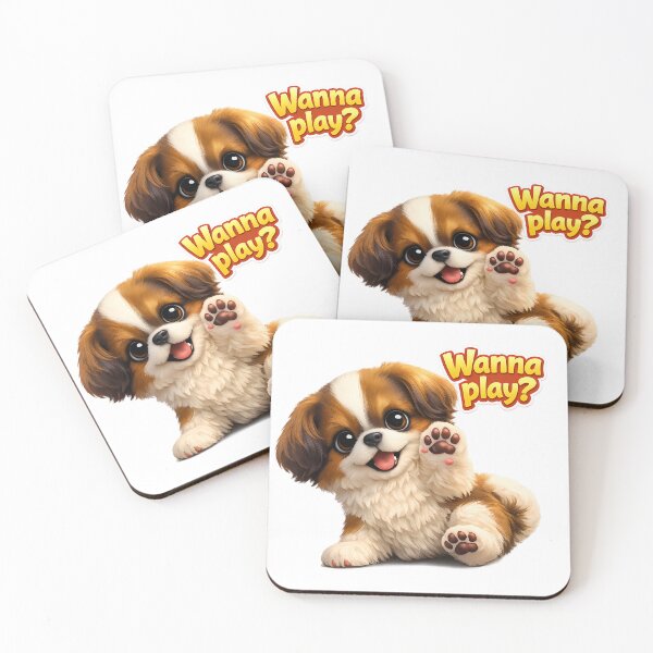 Item preview, Wanna Play Cute Japanese Chin Puppy designed and sold by miraldymelody.