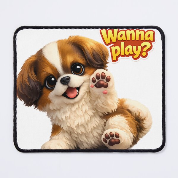 Item preview, Wanna Play Cute Japanese Chin Puppy designed and sold by miraldymelody.