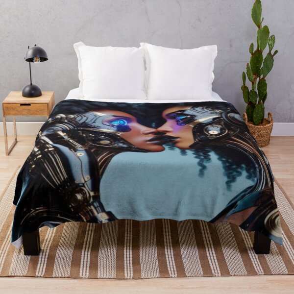 Item preview, Afrofuturism Cyborg Love | WLW Robot Couple Kiss | Sci Fi Black Lesbian Art designed and sold by IRON SIREN.