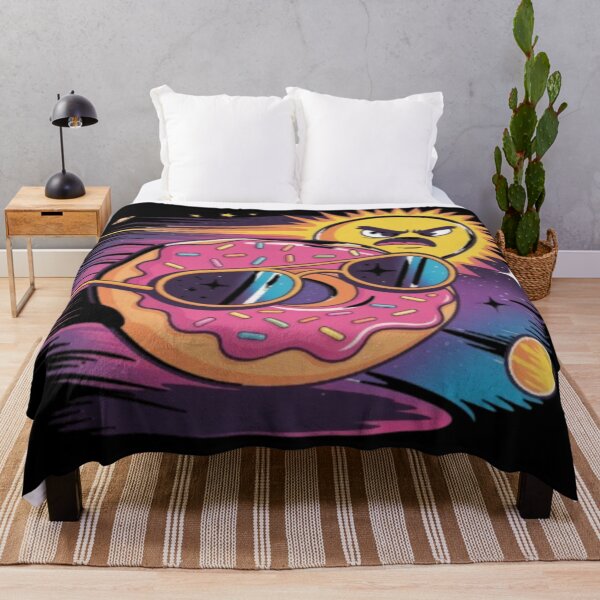 Item preview, Cute Cartoon Space Donut Escaping Angry Summer Sun Art designed and sold by DailySparks.