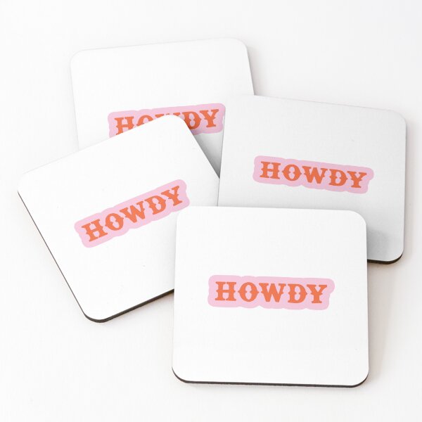 Item preview, Cute orange & pink "howdy" print designed and sold by CaroPrintsCo..