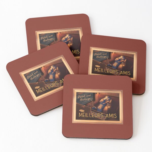 Item preview, Poirot and Hastings (on Burgundy/Red) designed and sold by PawsitiveMum3.