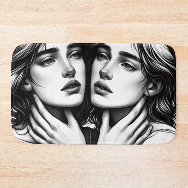 Item preview, Mirror WLW Sketch | Dark Romance Pencil Art | Black White Lesbian Couple designed and sold by IRON SIREN.