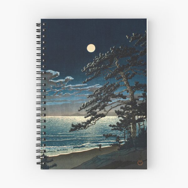 Item preview, Spring Moon at Ninomiya Beach by Hasui Kawase | Japanese Moonlight Beach Poster | Japandi Coastal Night Print designed and sold by artofuniverse.