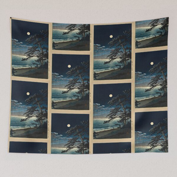 Item preview, Spring Moon at Ninomiya Beach by Hasui Kawase | Japanese Moonlight Beach Poster | Japandi Coastal Night Print designed and sold by artofuniverse.