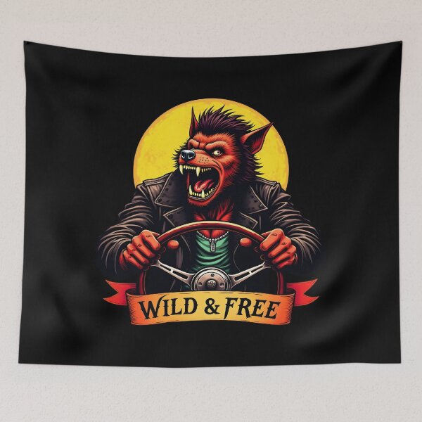 Item preview, Wild And Free Werewolf Greaser - Vintage Old School Tattoo Art designed and sold by Hans-Design.
