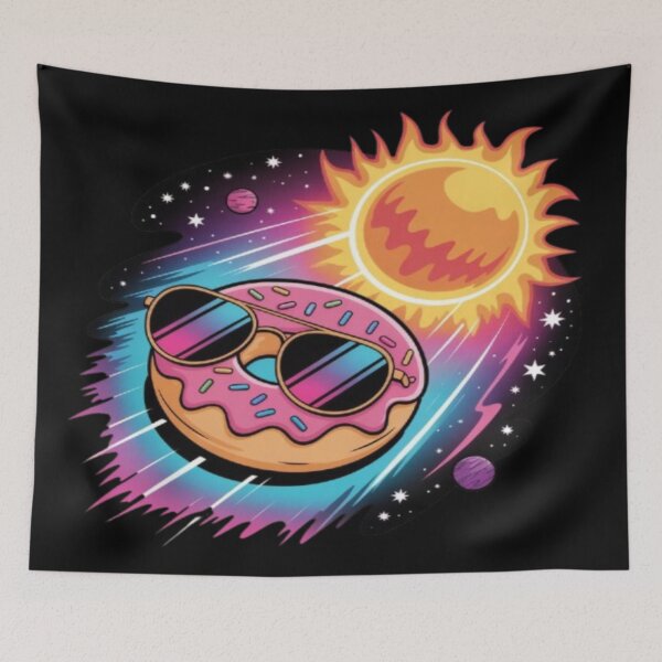 Item preview, Funny Pink Donut with Sunglasses Chilling in Space designed and sold by DailySparks.