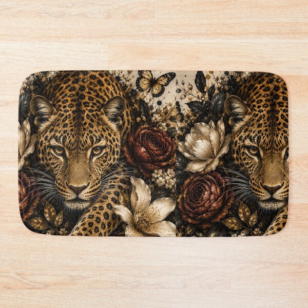 Item preview, Majestic Leopard with Floral Bouquet | Boho Wildlife Art designed and sold by GalleryPeak.