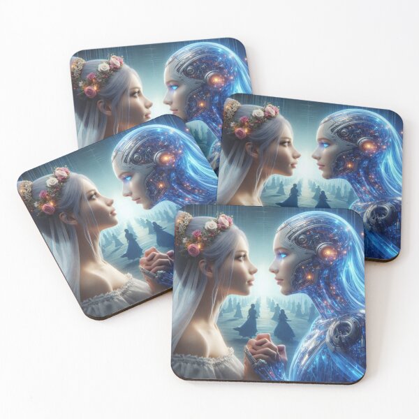 Item preview, Sci Fi Wedding | Robot Bride and Human Bride | Futuristic WLW Love designed and sold by IRON SIREN.