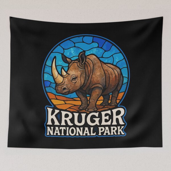 Item preview, Kruger National Park South Africa Rhinoceros Stained Glass designed and sold by TomFrontierArt.