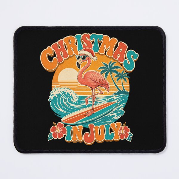 Item preview, Retro Flamingo Christmas In July Graphic Tee designed and sold by Unleashing Style .