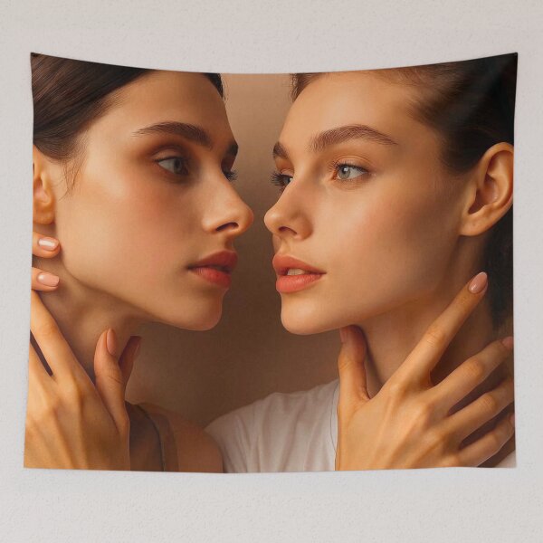 Item preview, Soft Glam WLW Portrait | Tender Moment Lesbian Couple | Warm Romance Art designed and sold by IRON SIREN.