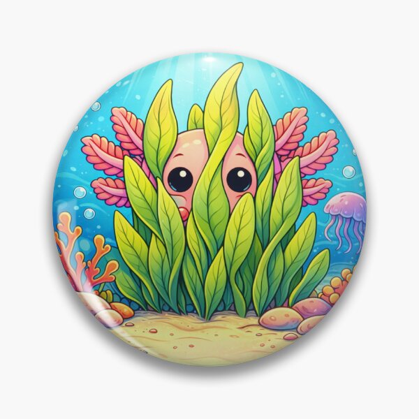 Item preview, Cute Axolotl Hiding in Reeds - Kawaii Underwater Creature designed and sold by ImagineNature.