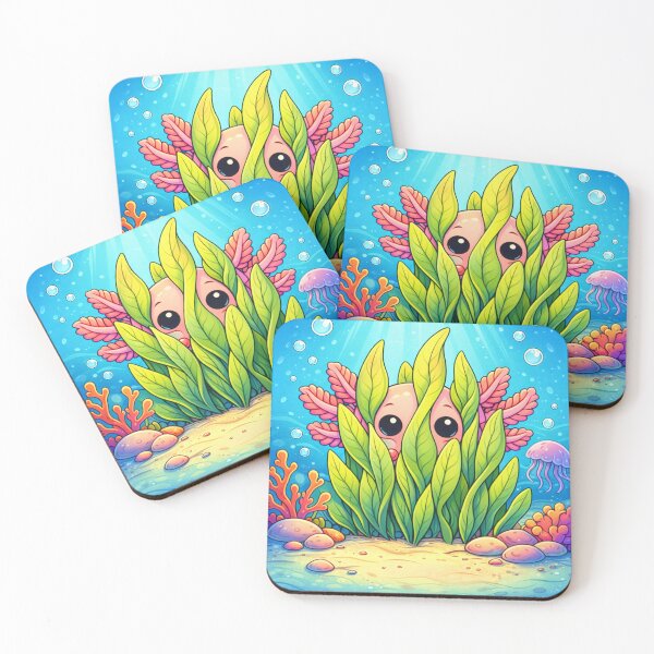 Item preview, Cute Axolotl Hiding in Reeds - Kawaii Underwater Creature designed and sold by ImagineNature.