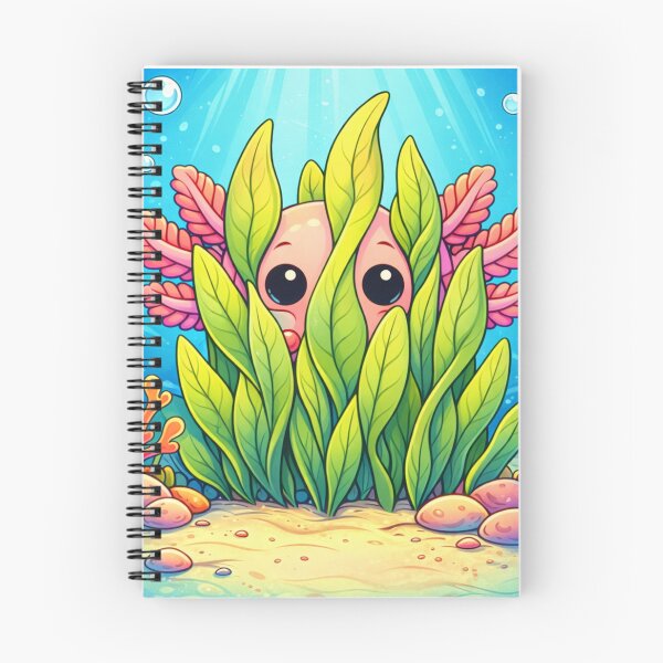Item preview, Cute Axolotl Hiding in Reeds - Kawaii Underwater Creature designed and sold by ImagineNature.