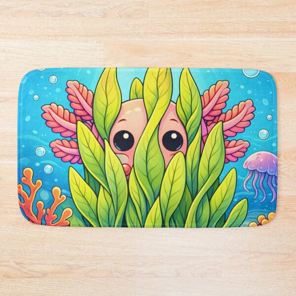 Item preview, Cute Axolotl Hiding in Reeds - Kawaii Underwater Creature designed and sold by ImagineNature.