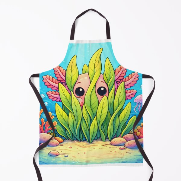 Item preview, Cute Axolotl Hiding in Reeds - Kawaii Underwater Creature designed and sold by ImagineNature.